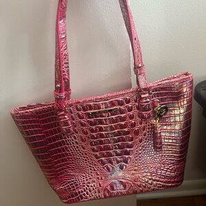 Pink Crocodile Embossed Tote Bag